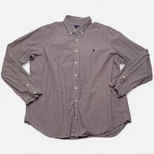 Ralph Lauren Button Down Red Blue Checkered Long Sleeve Shirt Men’s XXL